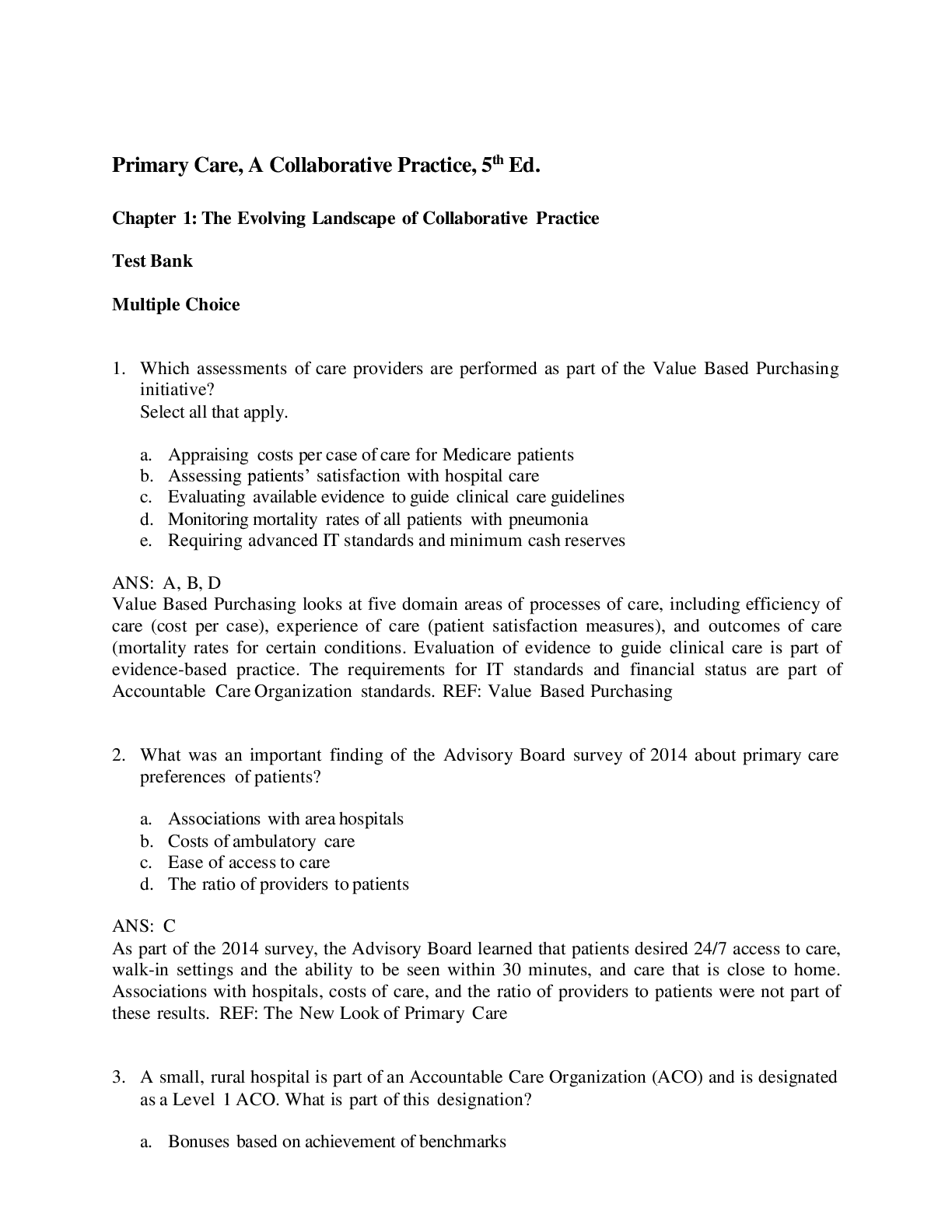 Preview image for TESTBANK Primary Care, A Collaborative Practice, 5th Ed. (Chapter 1 to Chapter 250).